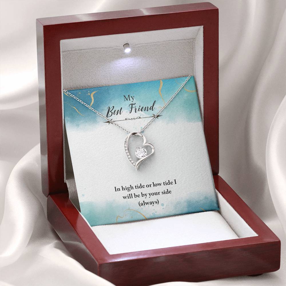 To My Best Friend Necklace Gift, Forever Love Heart Necklace 14K White Gold and 18K Yellow Gold- Perfect for Birthday, Christmas, Graduation