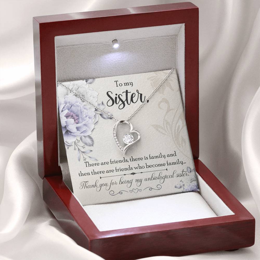 To my Unbiological Sister Best friend Gift. Forever love Heart Necklace 14k White Gold and 18K Yellow Gold, Friendship gifts for Birthday, Christmas