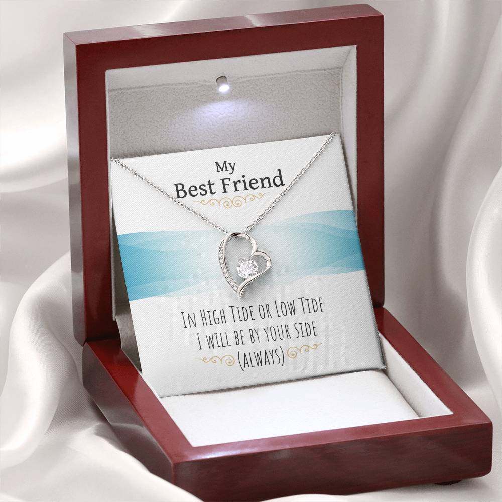 To my Best friend Gift. Forever love Heart Necklace 14k White Gold and 18K Yellow Gold, Friendship gifts for Birthday, Christmas