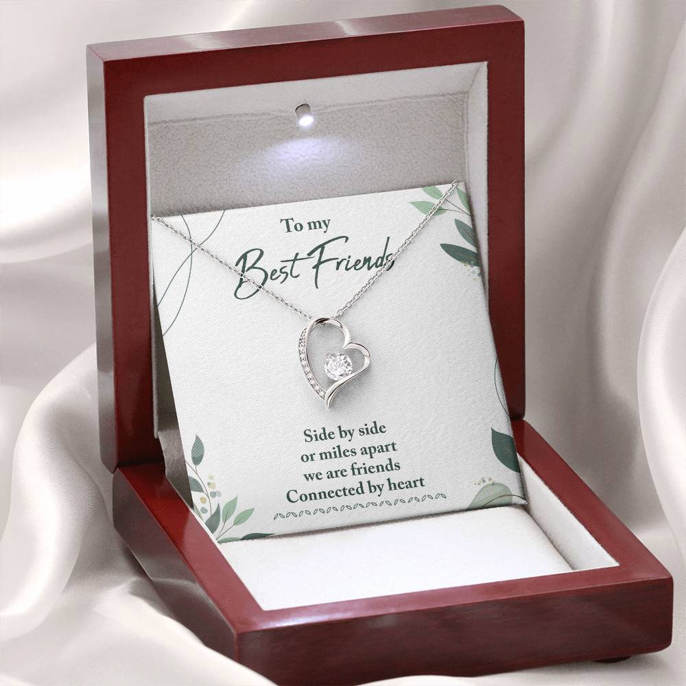 To My Best Friend Necklace Gift, Forever Love Heart Necklace 14K White Gold and 18K Yellow Gold- Perfect for Birthday, Christmas, Graduation