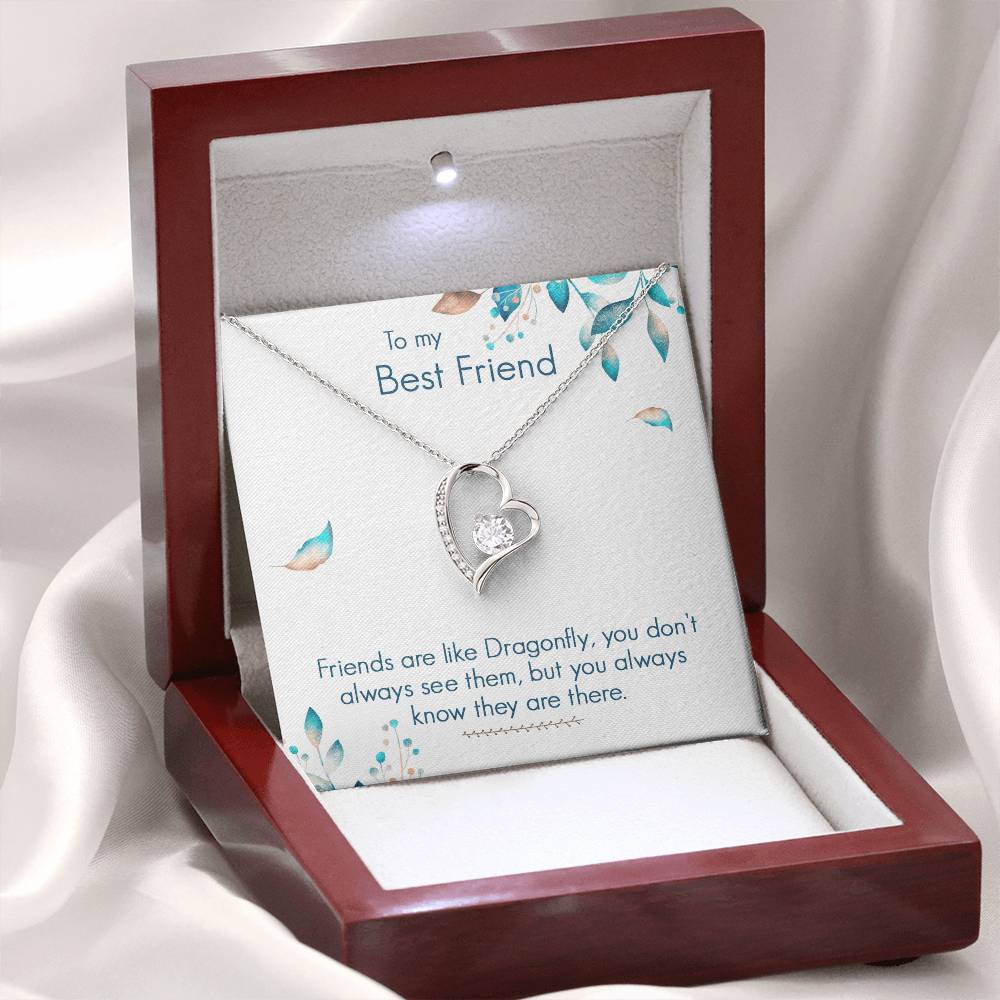 To My Best Friend Necklace Gift, Forever Love Heart Necklace 14K White Gold and 18K Yellow Gold- Perfect for Birthday, Christmas, Graduation