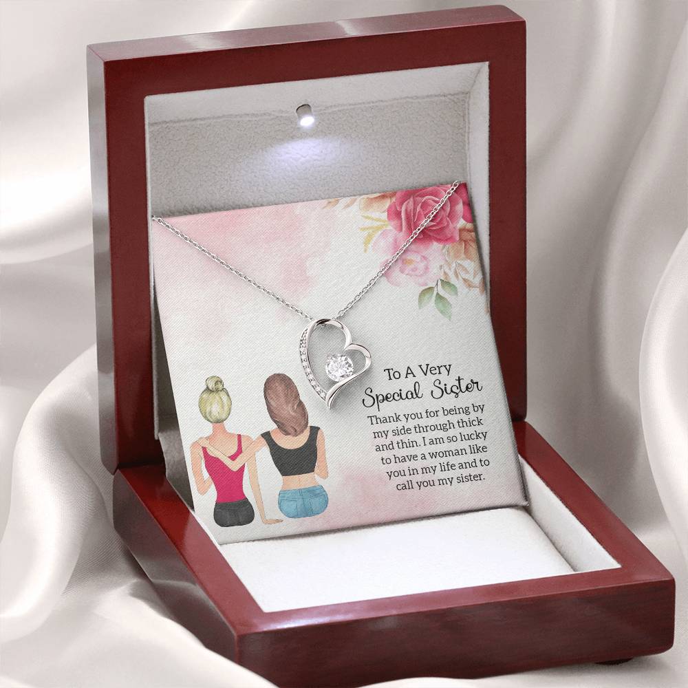 To my Unbiological Sister Best friend Gift. Forever love Heart Necklace 14k White Gold and 18K Yellow Gold, Friendship gifts for Birthday, Christmas