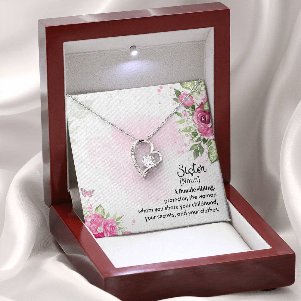 To my Sister Necklace, Heart 14K White Gold and 18K Yellow Gold, Gift for Birthday, Wedding, Christmas