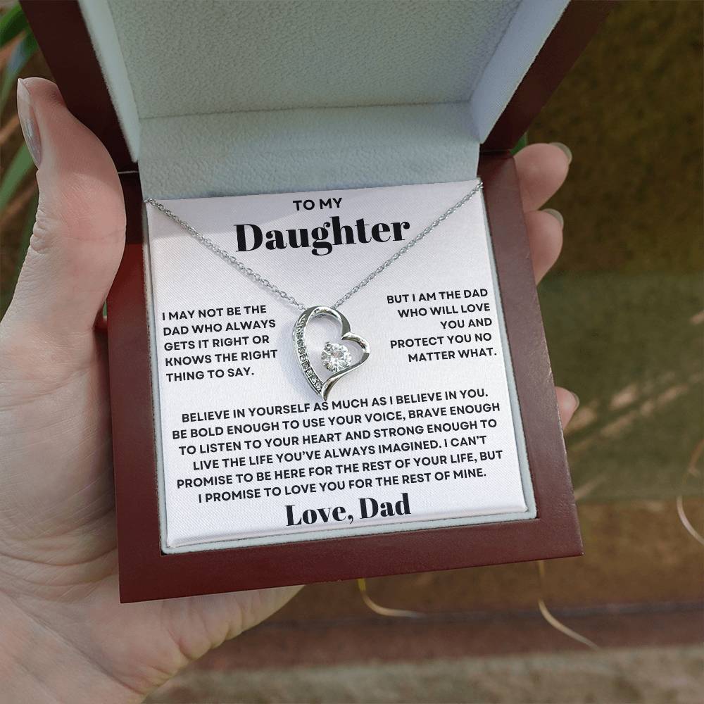 Daughter Necklace from Dad, Forever Love Heart Necklace, Perfect for Birthday, Christmas, Graduation