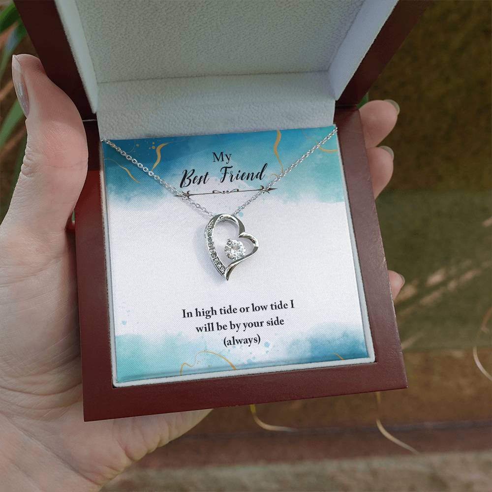 To My Best Friend Necklace Gift, Forever Love Heart Necklace 14K White Gold and 18K Yellow Gold- Perfect for Birthday, Christmas, Graduation