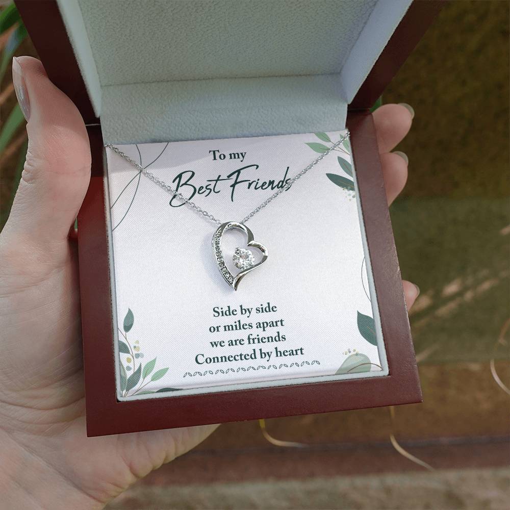 To My Best Friend Necklace Gift, Forever Love Heart Necklace 14K White Gold and 18K Yellow Gold- Perfect for Birthday, Christmas, Graduation