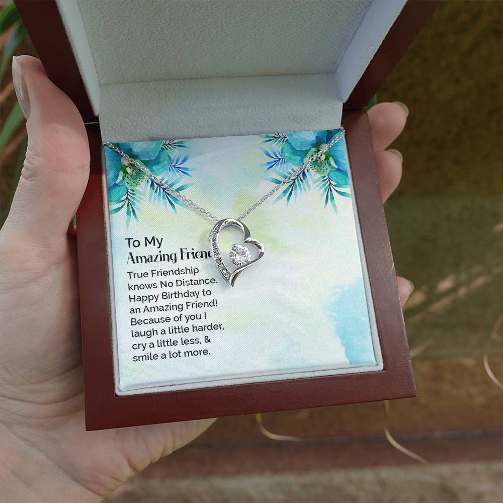To My Best Friend Necklace Gift, Forever Love Heart Necklace 14K White Gold and 18K Yellow Gold- Perfect for Birthday, Christmas, Graduation