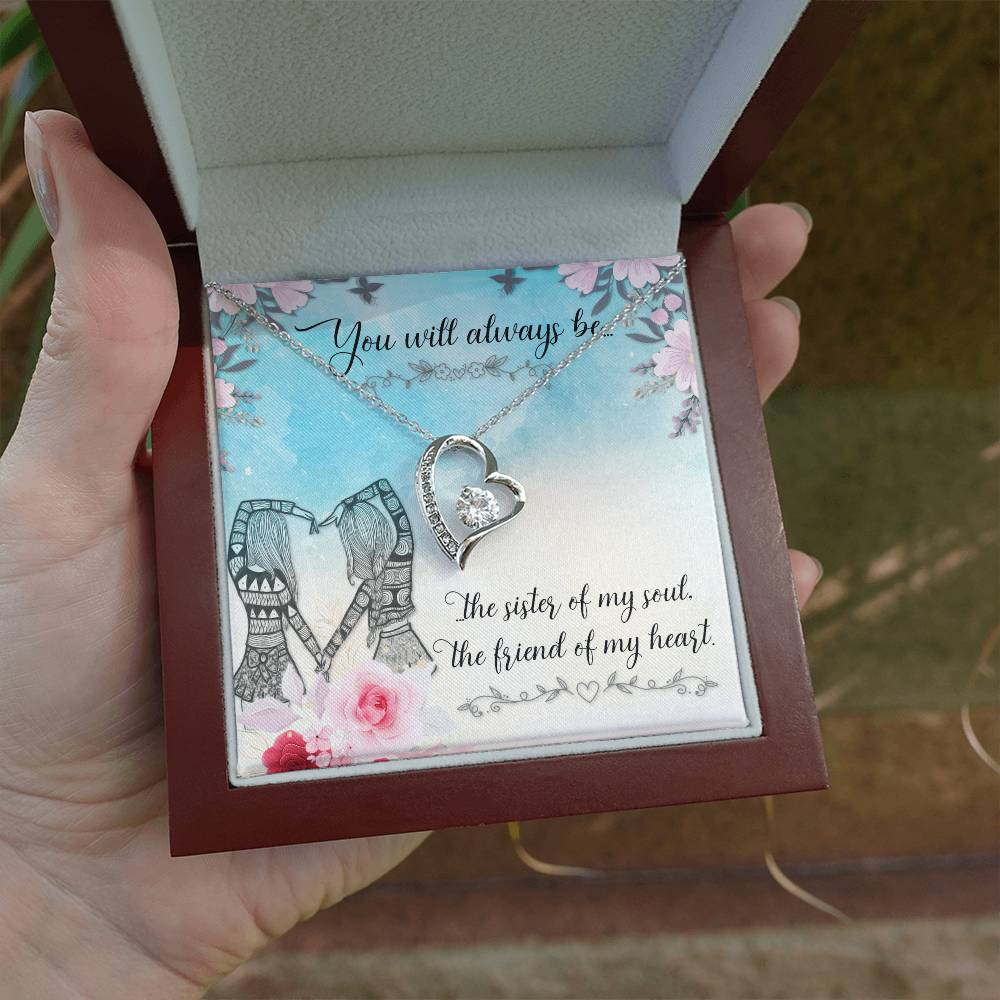 To my Unbiological Sister Best friend Gift. Forever love Heart Necklace 14k White Gold and 18K Yellow Gold, Friendship gifts for Birthday, Christmas