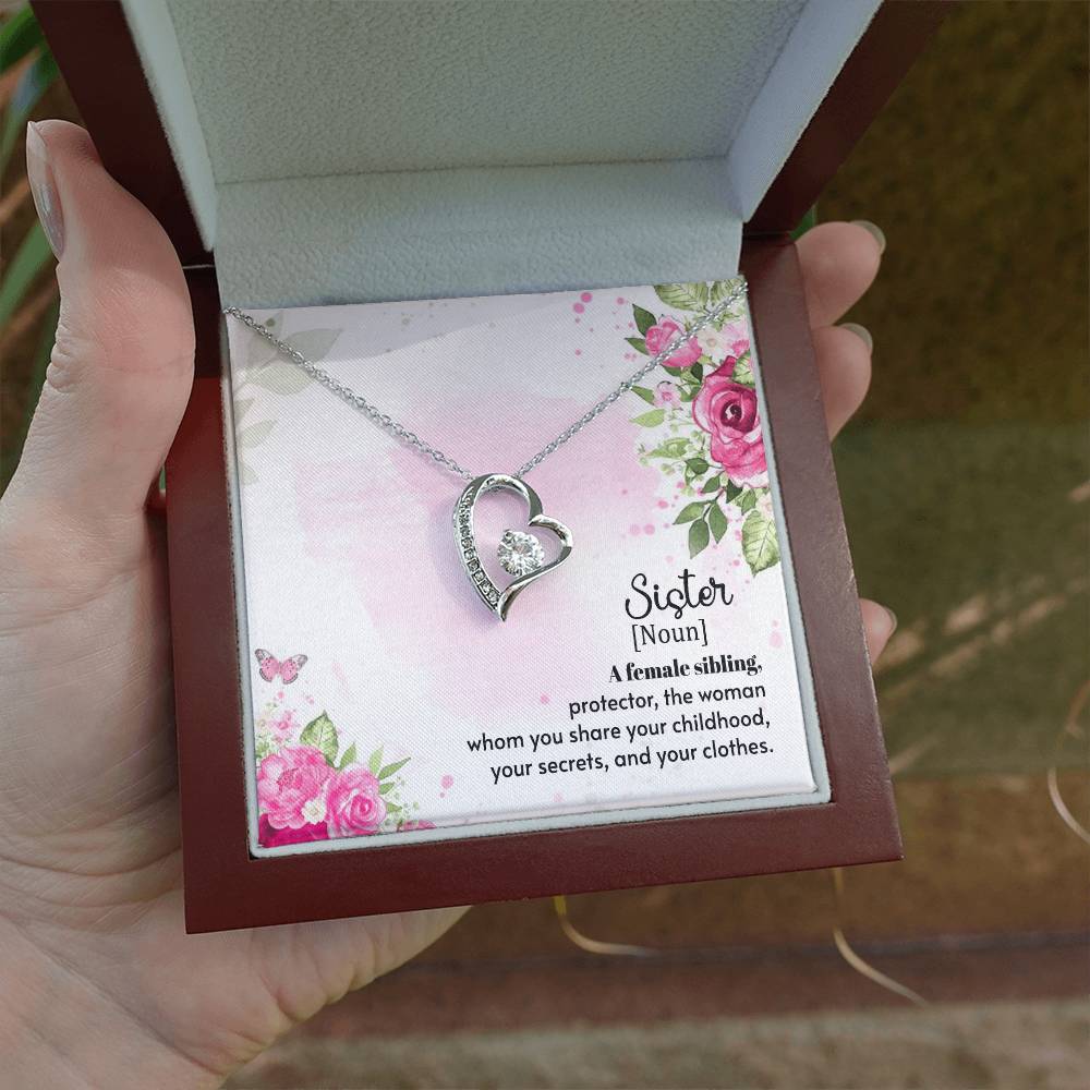 To my Sister Necklace, Heart 14K White Gold and 18K Yellow Gold, Gift for Birthday, Wedding, Christmas