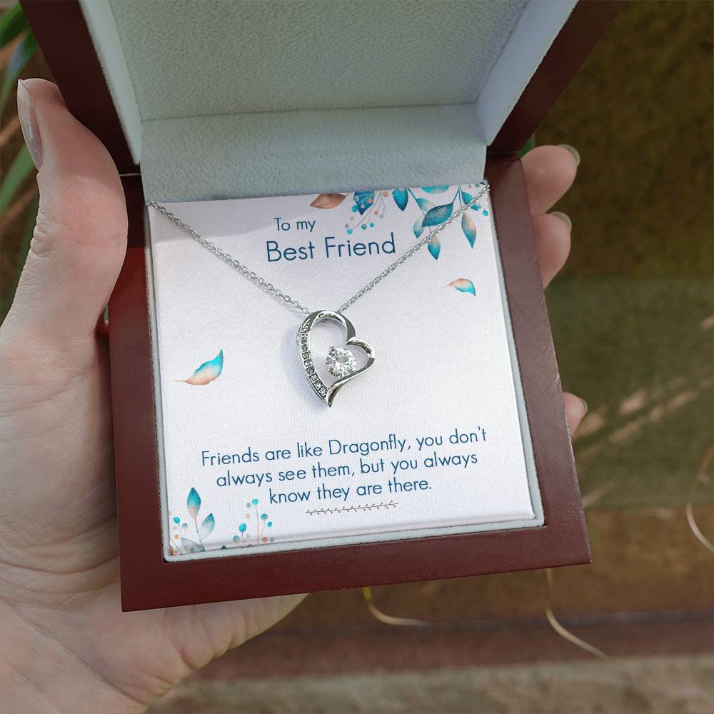 To My Best Friend Necklace Gift, Forever Love Heart Necklace 14K White Gold and 18K Yellow Gold- Perfect for Birthday, Christmas, Graduation