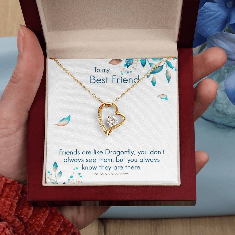 To My Best Friend Necklace Gift, Forever Love Heart Necklace 14K White Gold and 18K Yellow Gold- Perfect for Birthday, Christmas, Graduation