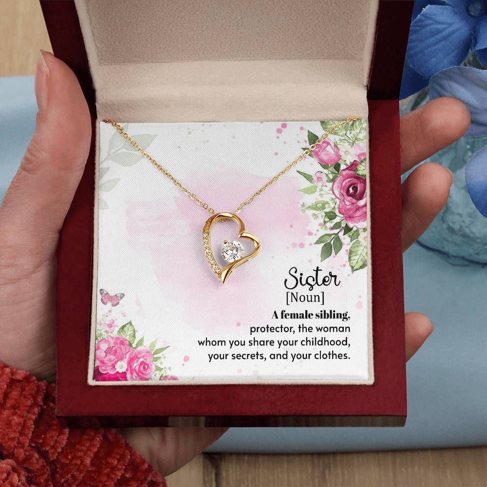 To my Sister Necklace, Heart 14K White Gold and 18K Yellow Gold, Gift for Birthday, Wedding, Christmas