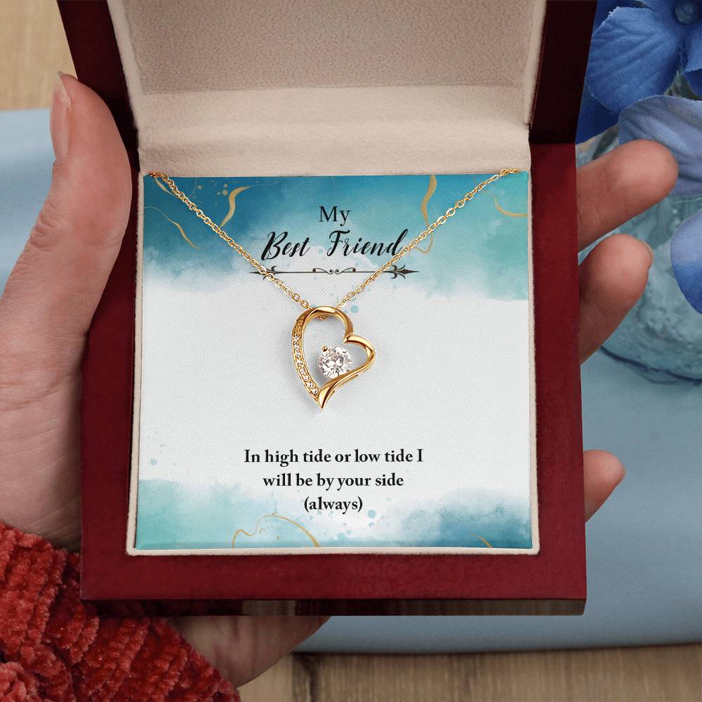 To My Best Friend Necklace Gift, Forever Love Heart Necklace 14K White Gold and 18K Yellow Gold- Perfect for Birthday, Christmas, Graduation