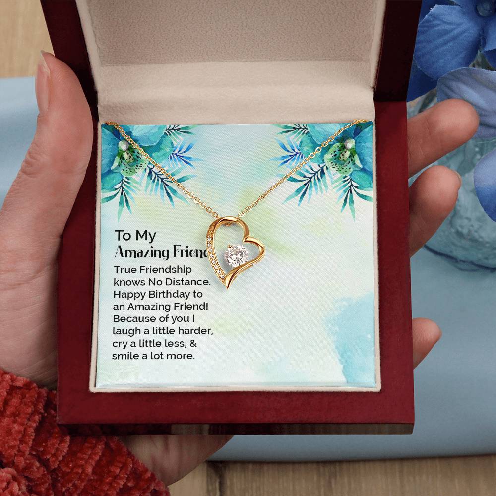 To My Best Friend Necklace Gift, Forever Love Heart Necklace 14K White Gold and 18K Yellow Gold- Perfect for Birthday, Christmas, Graduation
