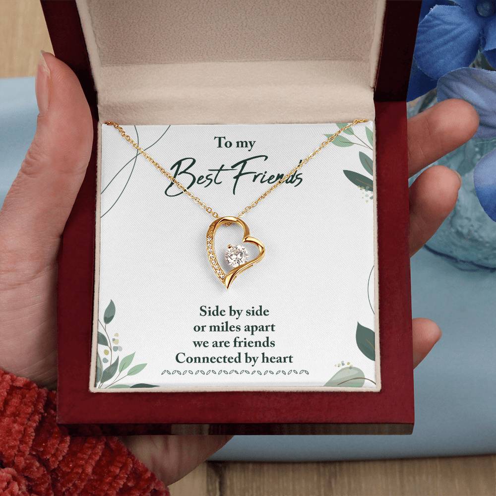 To My Best Friend Necklace Gift, Forever Love Heart Necklace 14K White Gold and 18K Yellow Gold- Perfect for Birthday, Christmas, Graduation