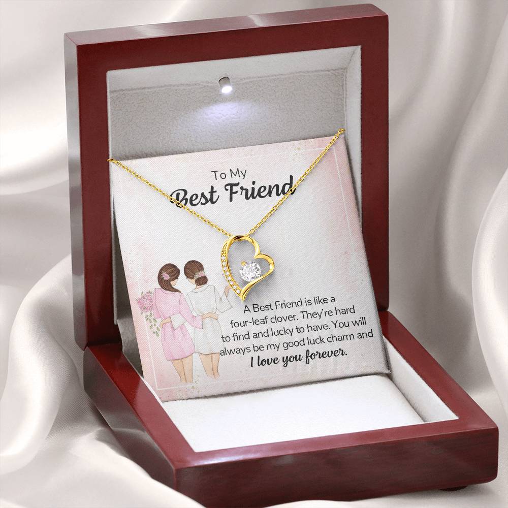 To My Best Friend Necklace Gift, Forever Love Heart Necklace 14K White Gold and 18K Yellow Gold- Perfect for Birthday, Christmas, Graduation