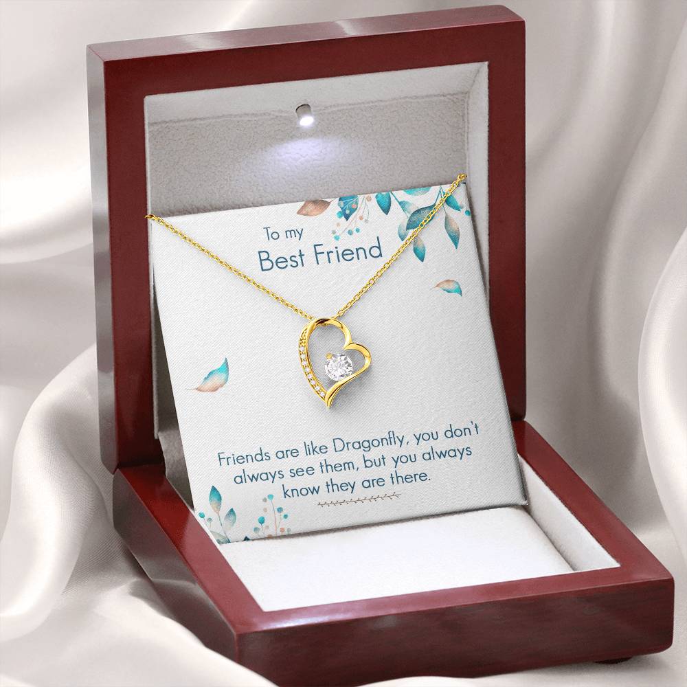 To My Best Friend Necklace Gift, Forever Love Heart Necklace 14K White Gold and 18K Yellow Gold- Perfect for Birthday, Christmas, Graduation