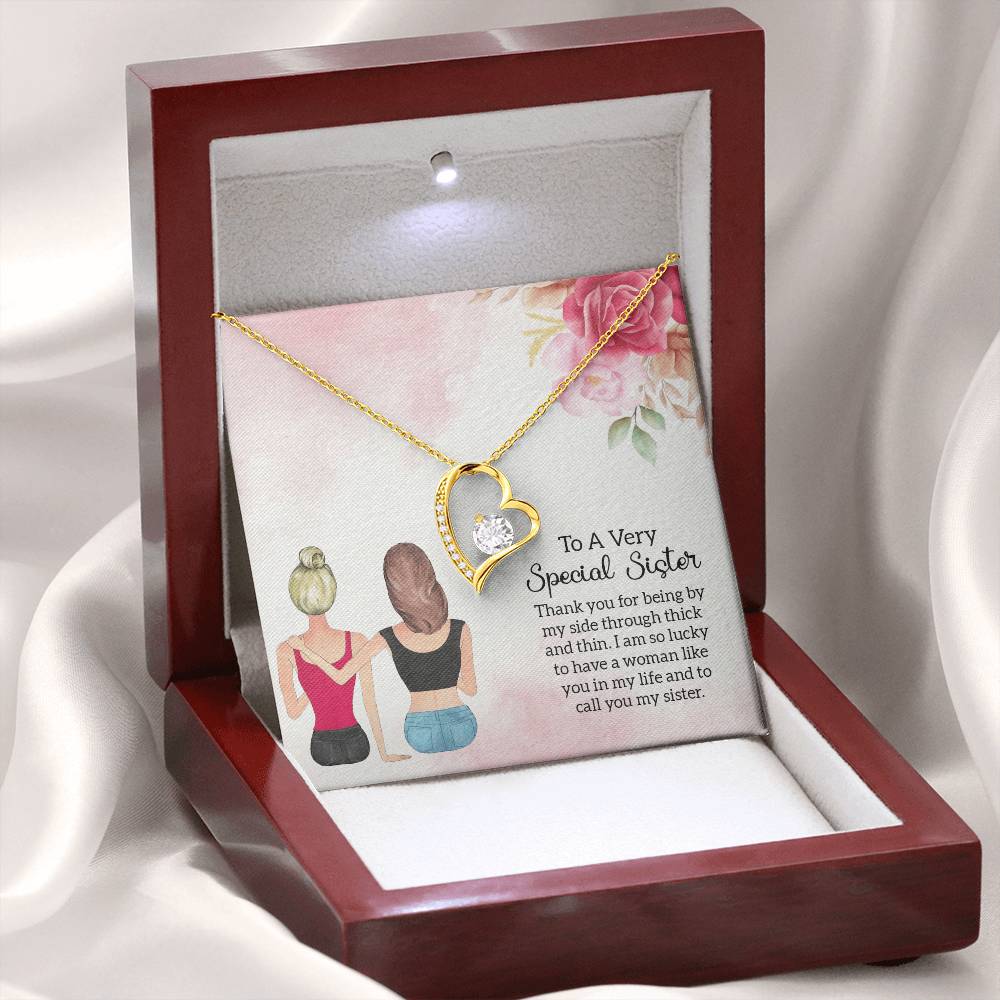 To my Unbiological Sister Best friend Gift. Forever love Heart Necklace 14k White Gold and 18K Yellow Gold, Friendship gifts for Birthday, Christmas