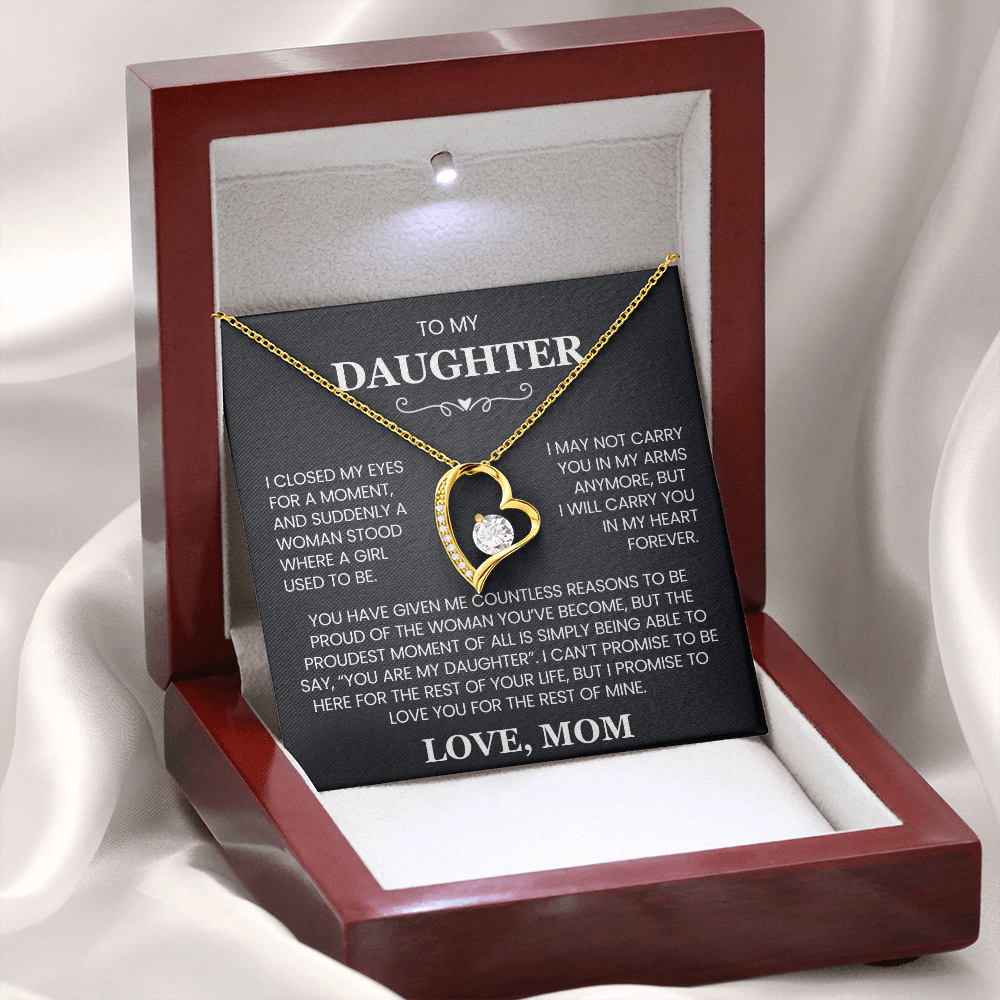 Daughter Necklace, Forever Love Heart Necklace, Perfect for Birthday, Christmas, Graduation