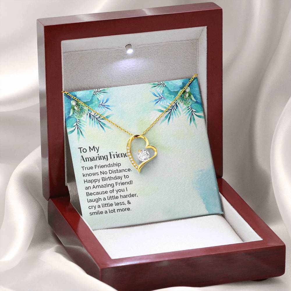 To My Best Friend Necklace Gift, Forever Love Heart Necklace 14K White Gold and 18K Yellow Gold- Perfect for Birthday, Christmas, Graduation