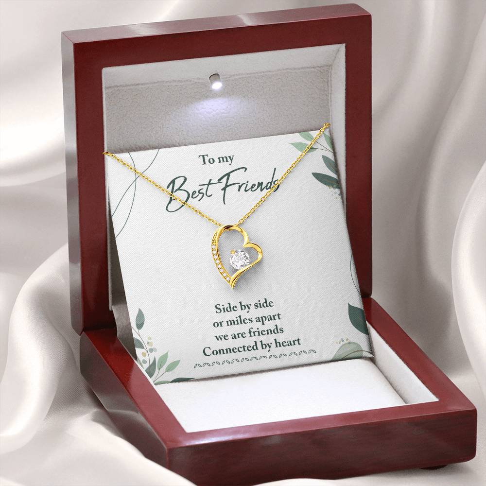 To My Best Friend Necklace Gift, Forever Love Heart Necklace 14K White Gold and 18K Yellow Gold- Perfect for Birthday, Christmas, Graduation