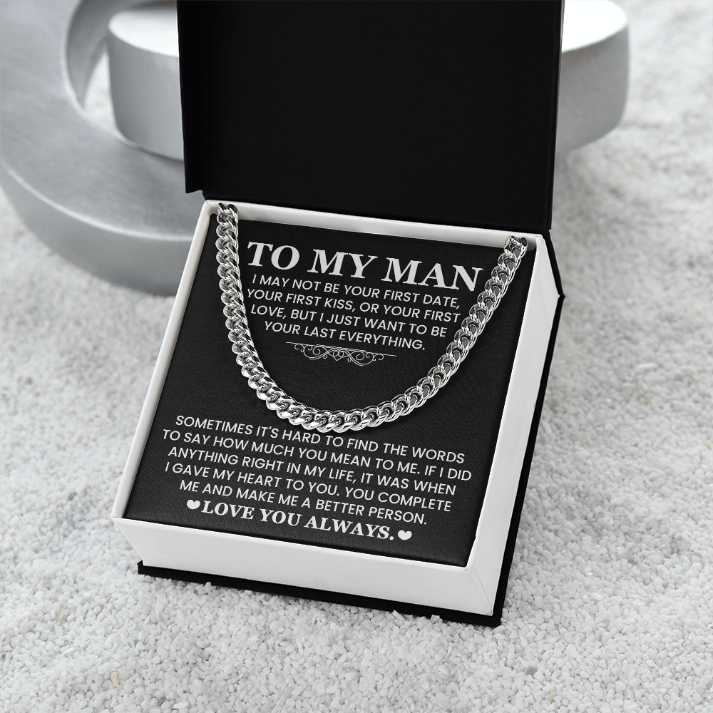 Man Husband Gift from Wife, Cuban Link Chain, Perfect for Valentines day, Anniversary, Birthday