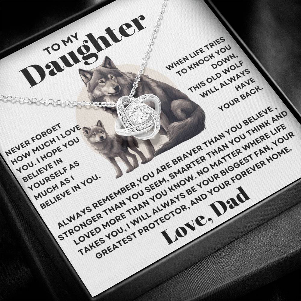 Daughter Necklace from Dad, Love Knot Necklace, Perfect for Birthday, Christmas, Graduation