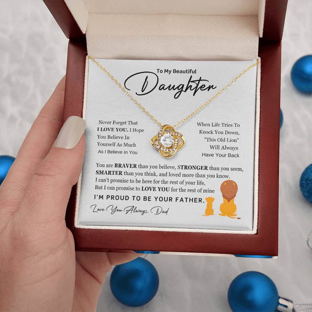 Daughter Gift from Dad, Love Knot Pendant Gift for Birthday, Graduation, Christmas