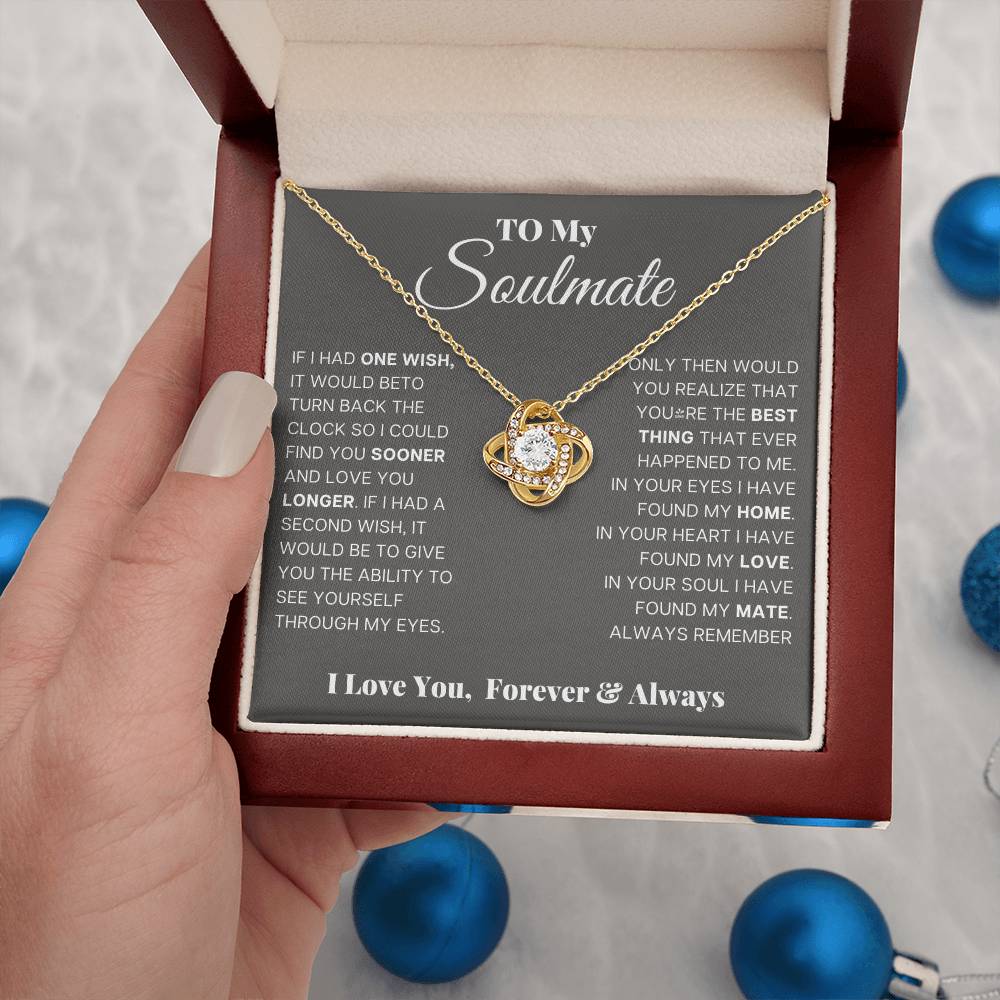 Wife Soulmate Necklace from Husband, Love Knot Pendant Gift for Anniversary, Valentines day, Birthday