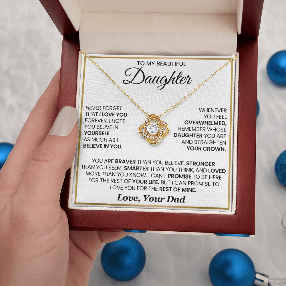 Daughter Gift from Dad, Love Knot Pendant Gift for Birthday, Graduation, Christmas