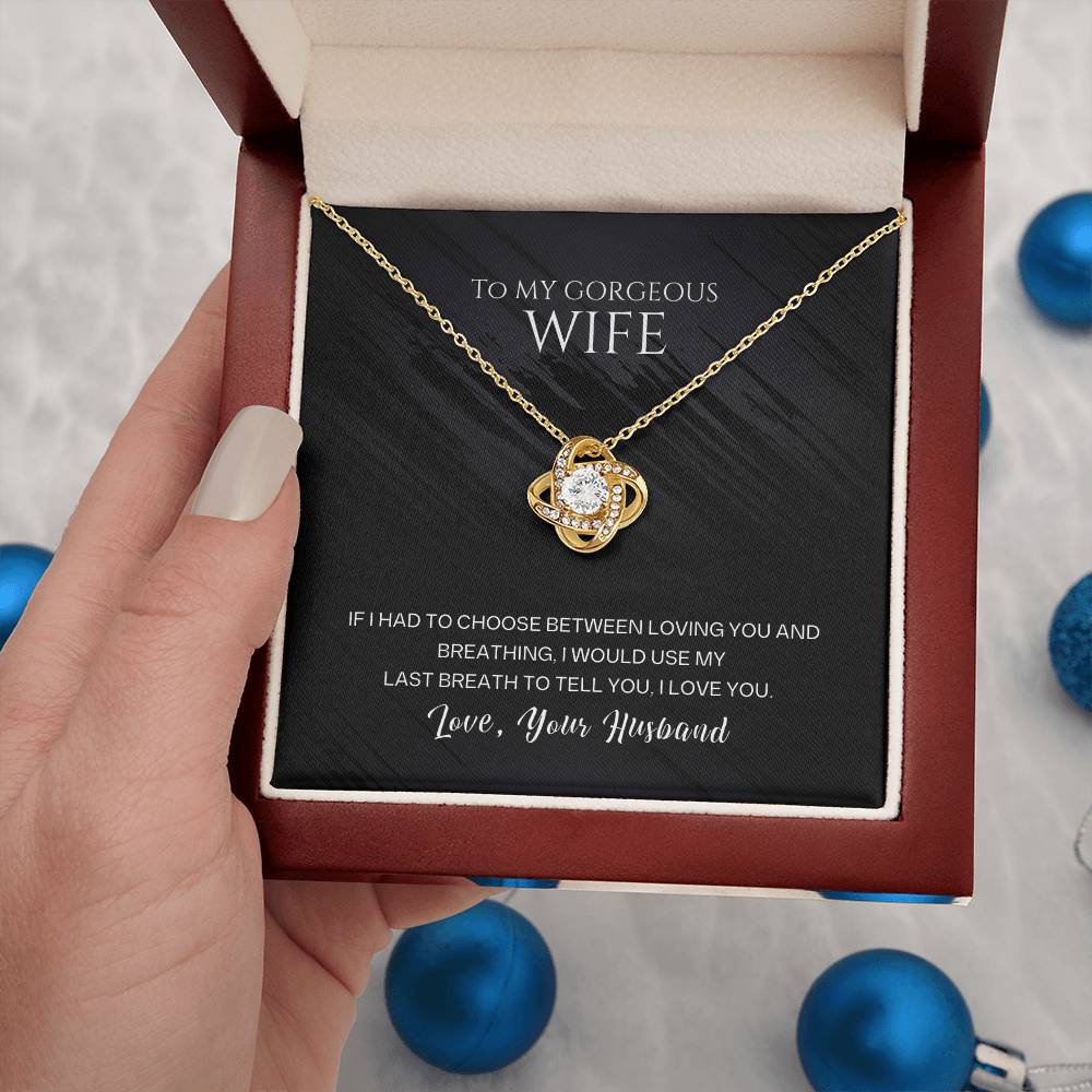 Wife Necklace from Husband, Love Knot Pendant Gift for Anniversary, Valentines day, Birthday