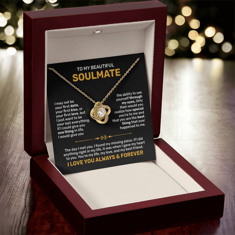 Soulmate Wife Necklace Gift from Husband, Love Knot, Perfect gift for Valentines day, Anniversary, Birthday