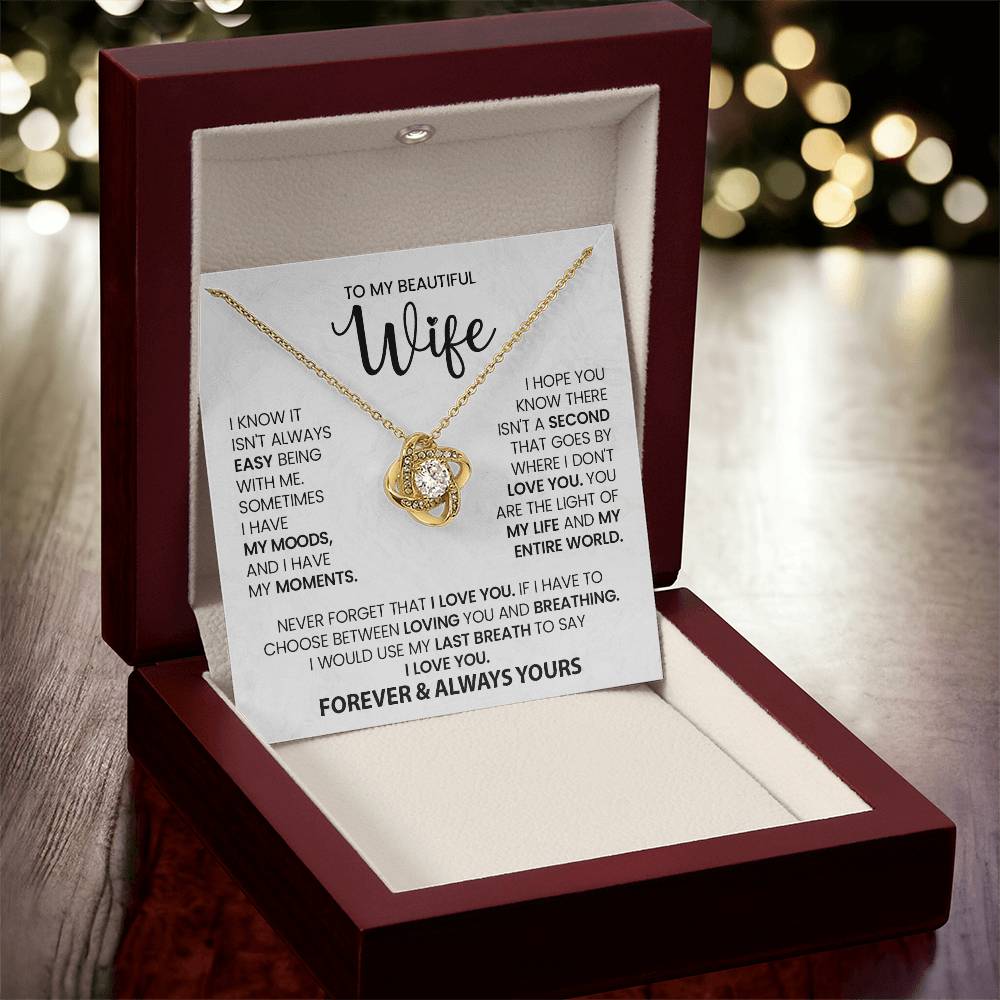 Wife Necklace from Husband, Love Knot Necklace, Perfect for Birthday, Valentines day gifts