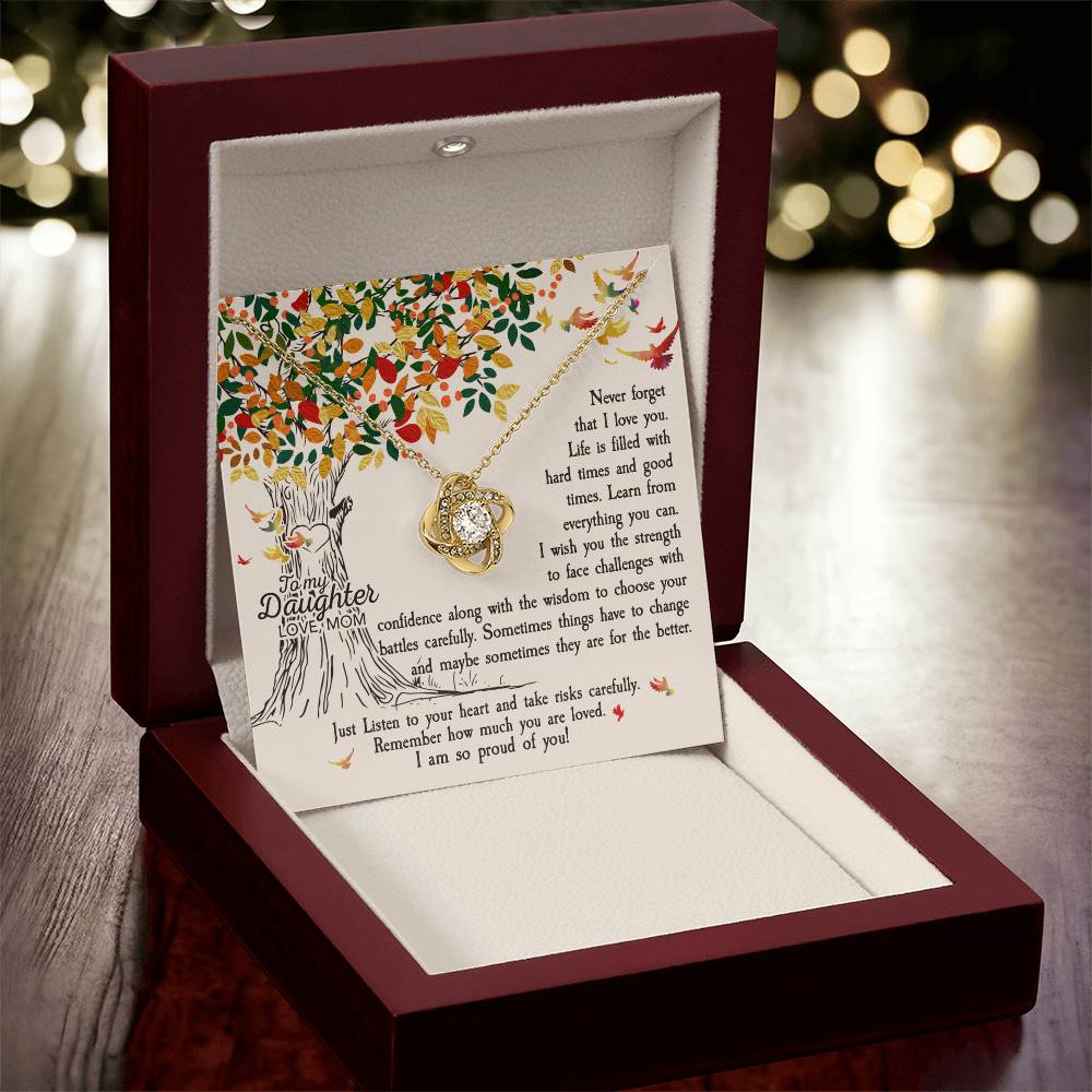 Daughter Gift from Mom and Dad, Love Knot Necklace ,Perfect for Birthday & Christmas