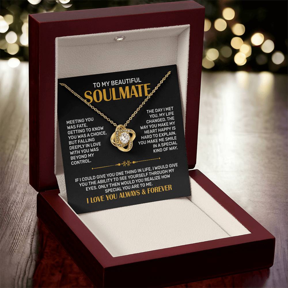 Soulmate Wife Necklace Gift from Husband, Love Knot, Perfect gift for Valentines day, Anniversary, Birthday