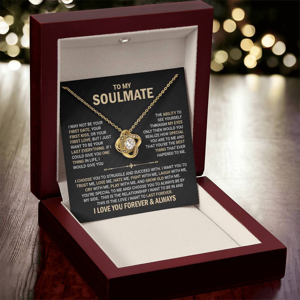 Soulmate Wife Necklace Gift from Husband, Love Knot Necklace, Perfect gift for Valentines day, Anniversary, Birthday