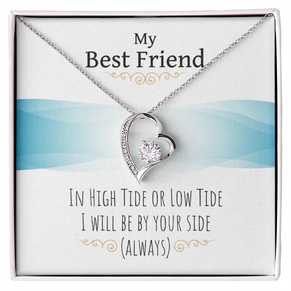 To my Best friend Gift. Forever love Heart Necklace 14k White Gold and 18K Yellow Gold, Friendship gifts for Birthday, Christmas