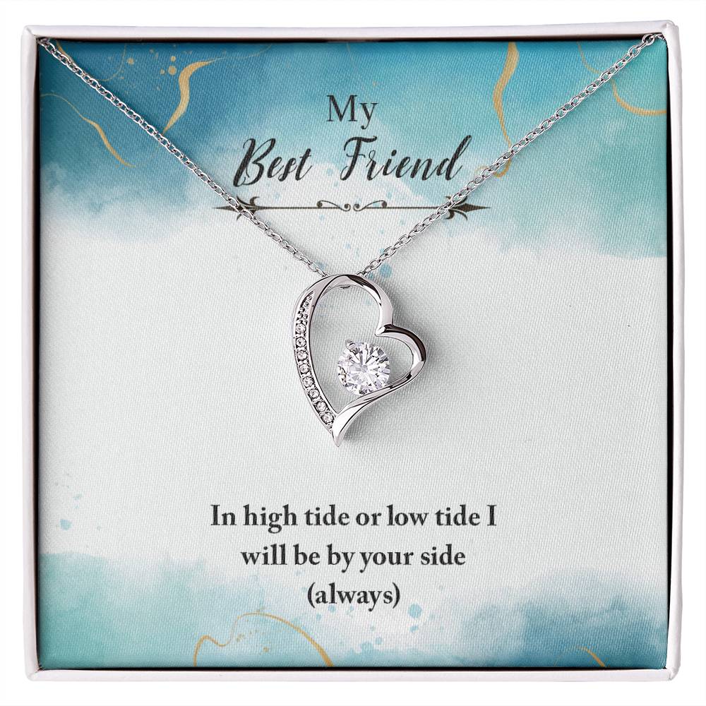 To My Best Friend Necklace Gift, Forever Love Heart Necklace 14K White Gold and 18K Yellow Gold- Perfect for Birthday, Christmas, Graduation