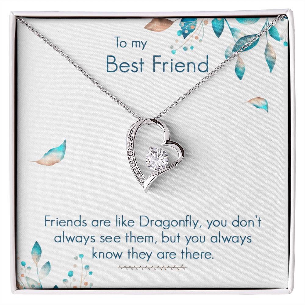 To My Best Friend Necklace Gift, Forever Love Heart Necklace 14K White Gold and 18K Yellow Gold- Perfect for Birthday, Christmas, Graduation