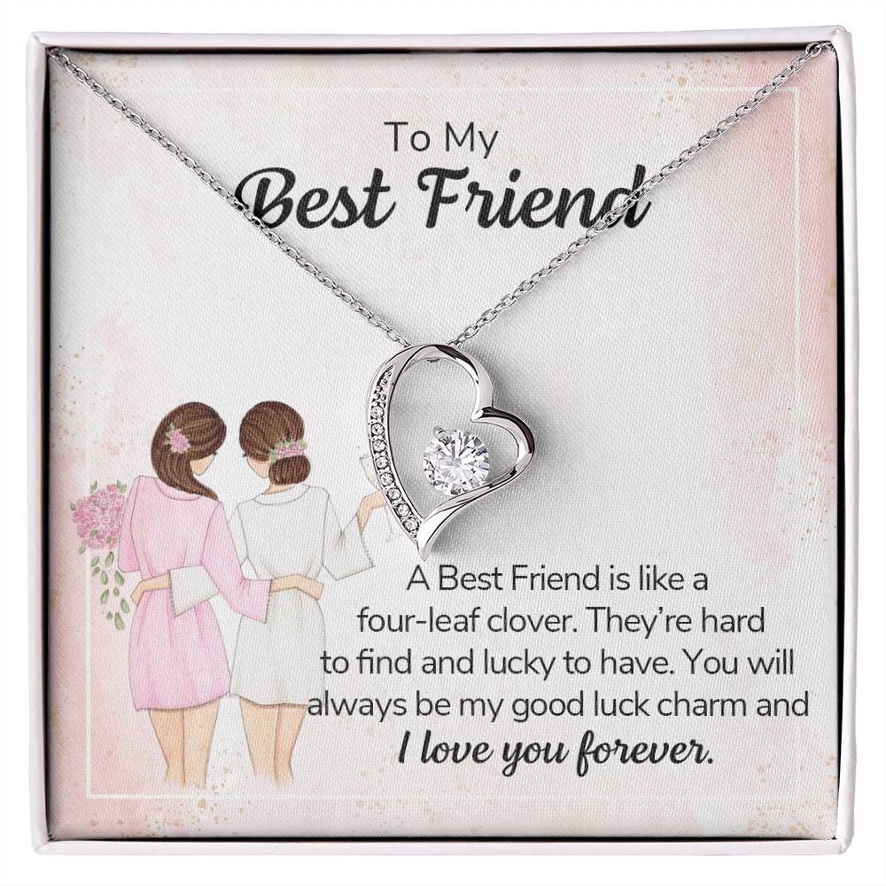 To My Best Friend Necklace Gift, Forever Love Heart Necklace 14K White Gold and 18K Yellow Gold- Perfect for Birthday, Christmas, Graduation
