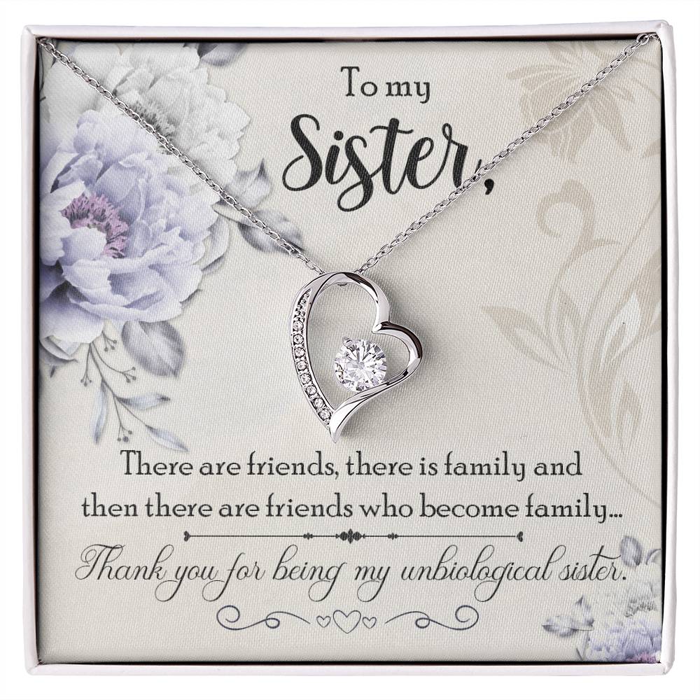 To my Unbiological Sister Best friend Gift. Forever love Heart Necklace 14k White Gold and 18K Yellow Gold, Friendship gifts for Birthday, Christmas