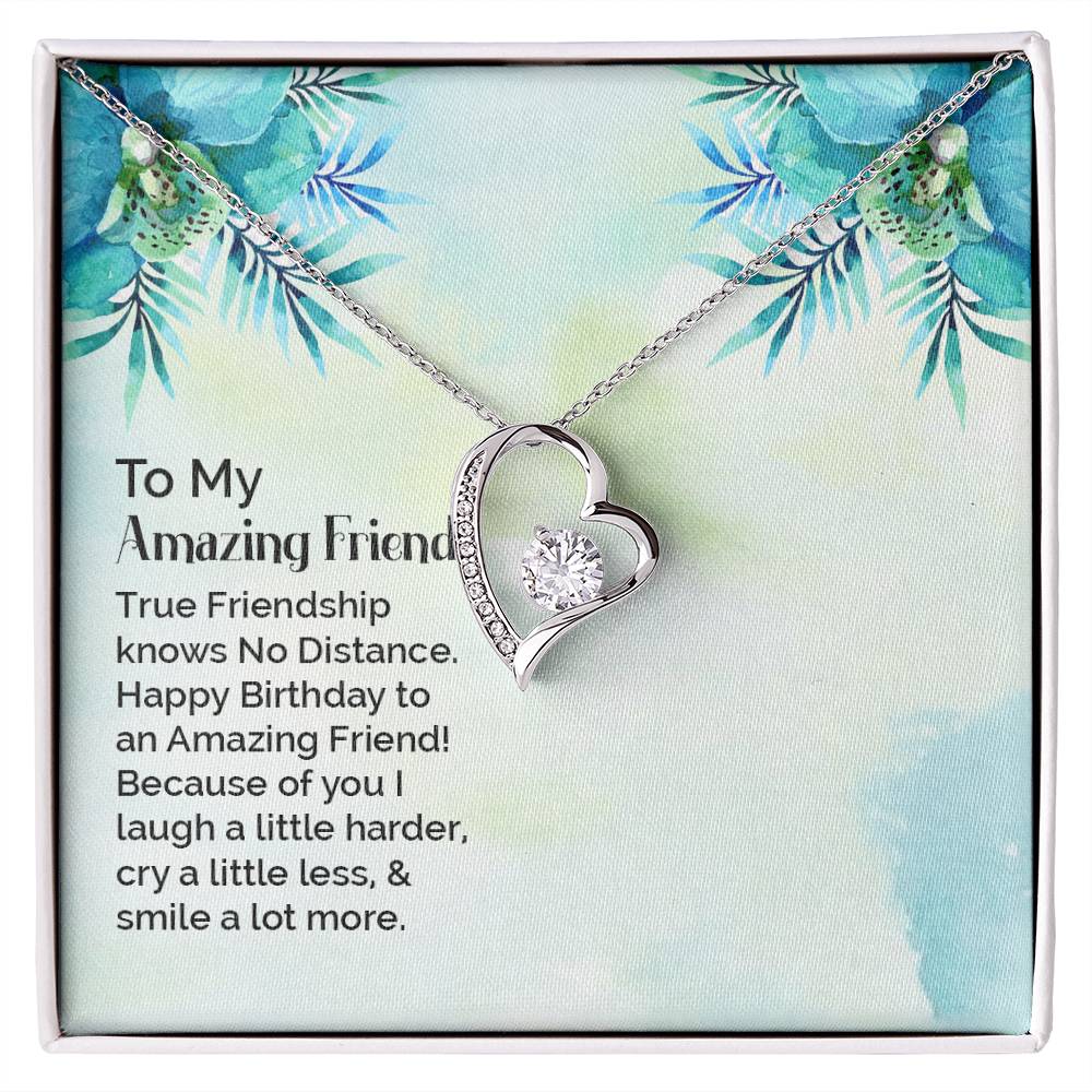 To My Best Friend Necklace Gift, Forever Love Heart Necklace 14K White Gold and 18K Yellow Gold- Perfect for Birthday, Christmas, Graduation