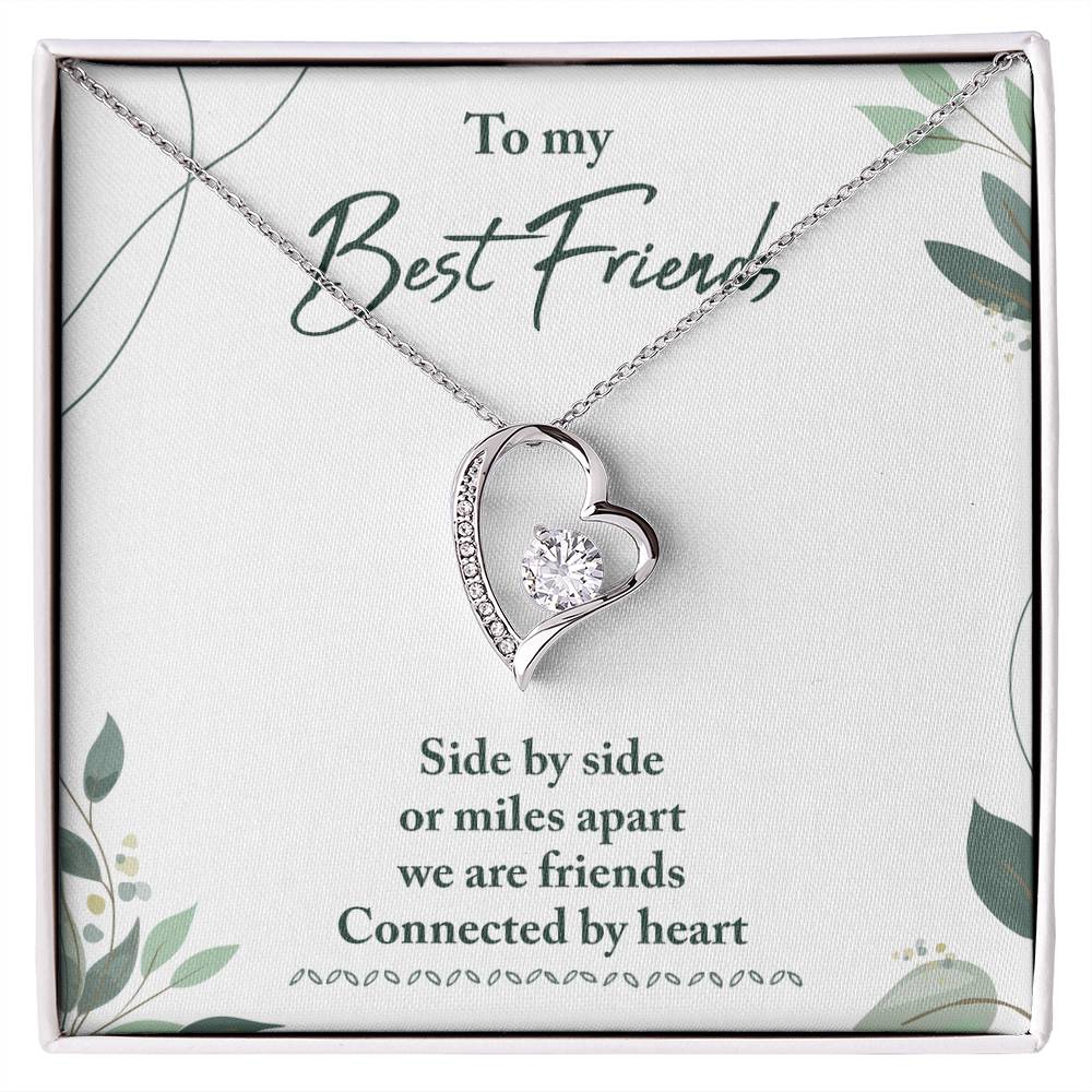 To My Best Friend Necklace Gift, Forever Love Heart Necklace 14K White Gold and 18K Yellow Gold- Perfect for Birthday, Christmas, Graduation