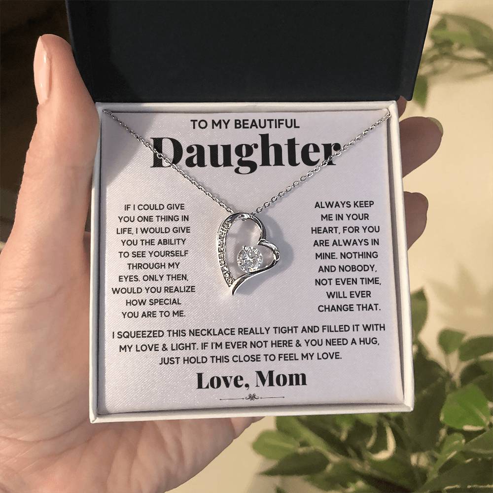 Daughter Gift from Mom, Heart Necklace