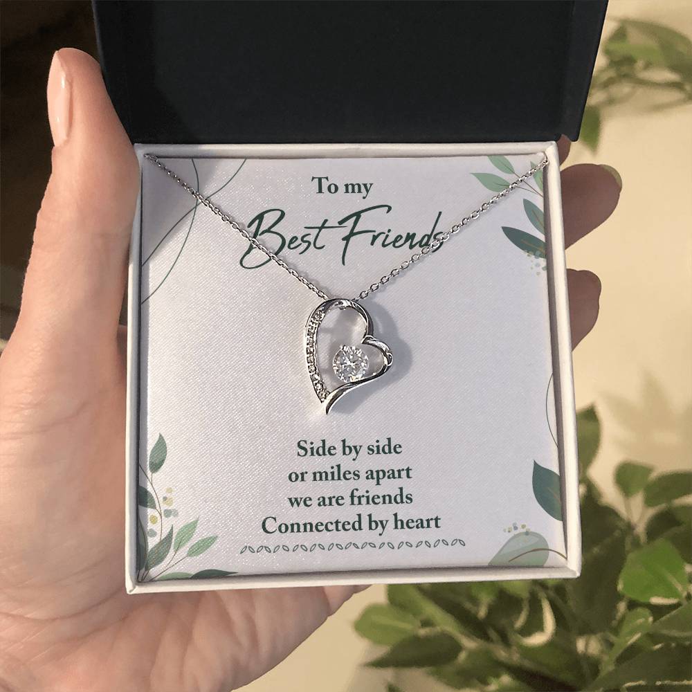 To My Best Friend Necklace Gift, Forever Love Heart Necklace 14K White Gold and 18K Yellow Gold- Perfect for Birthday, Christmas, Graduation