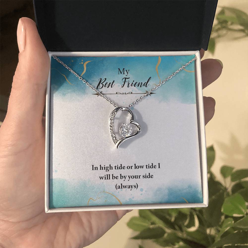 To My Best Friend Necklace Gift, Forever Love Heart Necklace 14K White Gold and 18K Yellow Gold- Perfect for Birthday, Christmas, Graduation