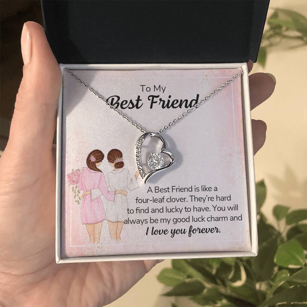 To My Best Friend Necklace Gift, Forever Love Heart Necklace 14K White Gold and 18K Yellow Gold- Perfect for Birthday, Christmas, Graduation