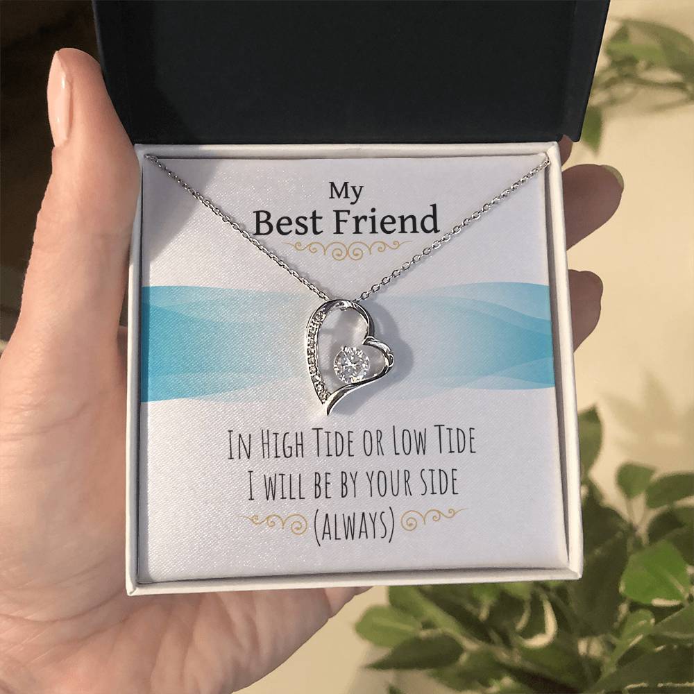 To my Best friend Gift. Forever love Heart Necklace 14k White Gold and 18K Yellow Gold, Friendship gifts for Birthday, Christmas