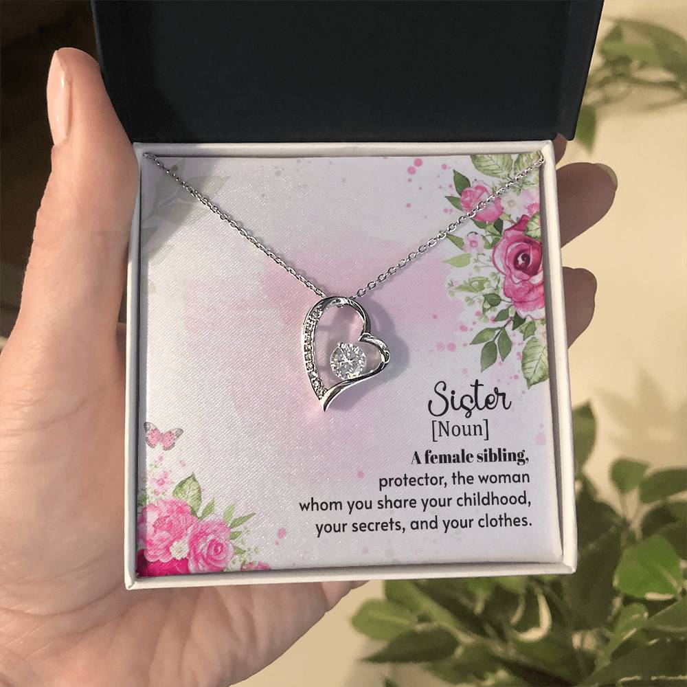 To my Sister Necklace, Heart 14K White Gold and 18K Yellow Gold, Gift for Birthday, Wedding, Christmas