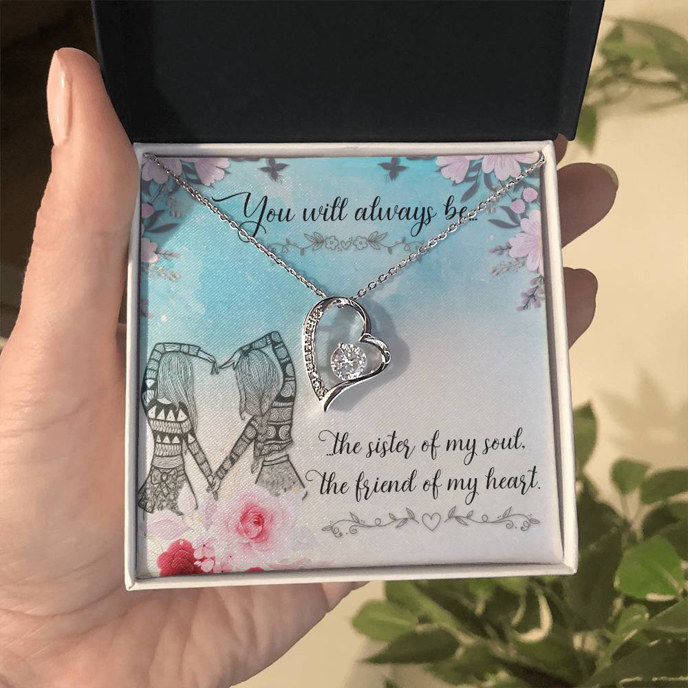 To my Unbiological Sister Best friend Gift. Forever love Heart Necklace 14k White Gold and 18K Yellow Gold, Friendship gifts for Birthday, Christmas